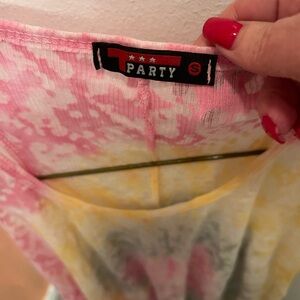 PartyLite Women's Tie-Dye Tank Top - Pink, Yellow, Gray